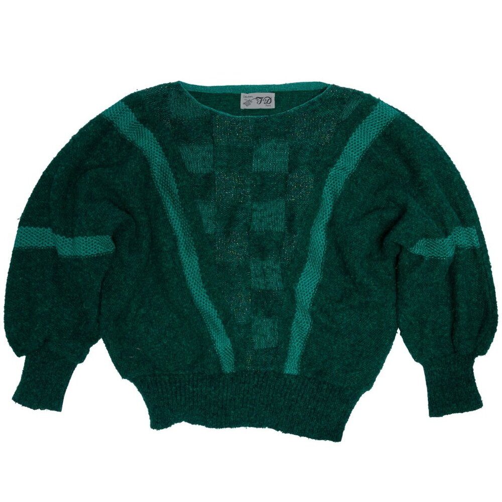 JD Créations (France) Vintage Reverse Stocking Stitch Teddy Knit Jumper : M